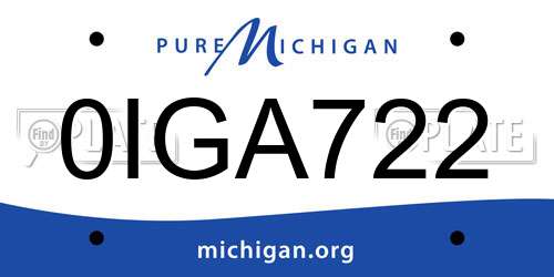 0IGA722 Michigan License Plate