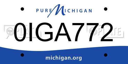 0IGA772 Michigan License Plate