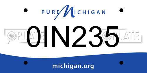 0IN235 Michigan License Plate
