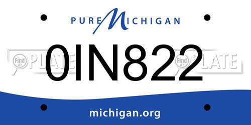 0IN822 Michigan License Plate