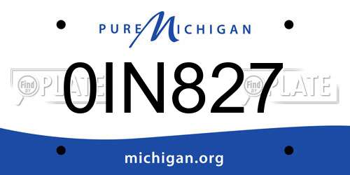0IN827 Michigan License Plate