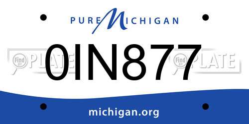 0IN877 Michigan License Plate