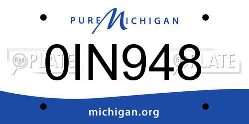 0IN948 Michigan License Plate