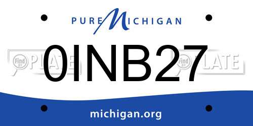 0INB27 Michigan License Plate
