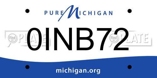 0INB72 Michigan License Plate