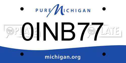 0INB77 Michigan License Plate