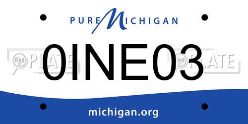 0INE03 Michigan License Plate
