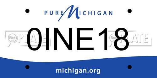 0INE18 Michigan License Plate