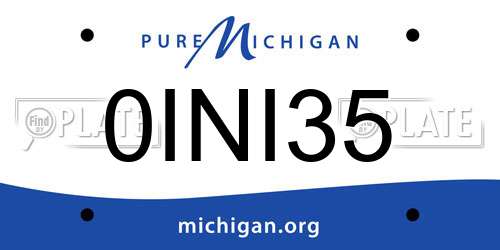 0INI35 Michigan License Plate