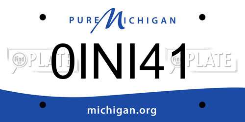 0INI41 Michigan License Plate