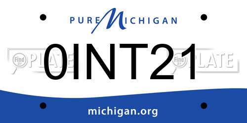 0INT21 Michigan License Plate