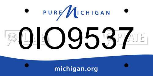 0IO9537 Michigan License Plate