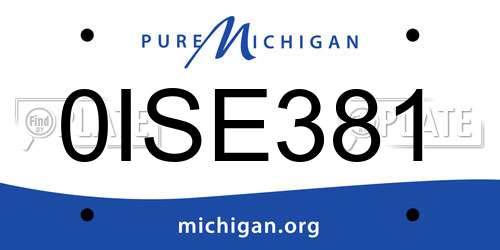 0ISE381 Michigan License Plate