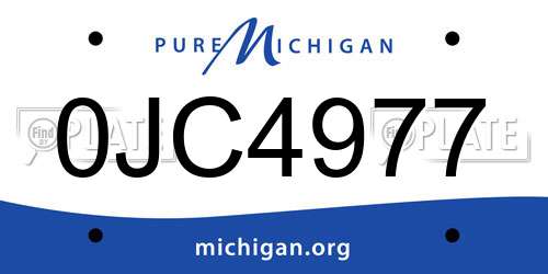 0JC4977 Michigan License Plate