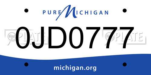 0JD0777 Michigan License Plate