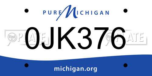 0JK376 Michigan License Plate