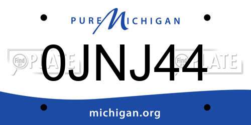 0JNJ44 Michigan License Plate