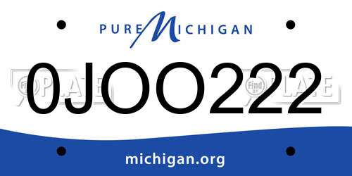 0JOO222 Michigan License Plate
