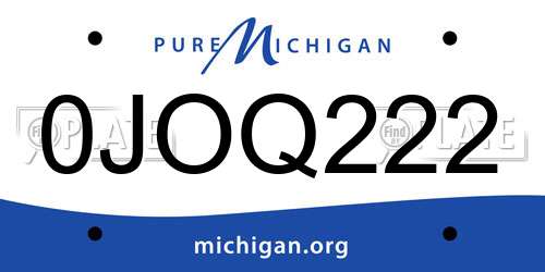 0JOQ222 Michigan License Plate