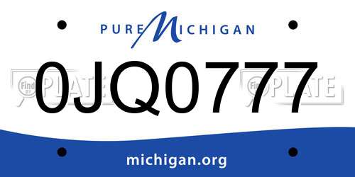 0JQ0777 Michigan License Plate