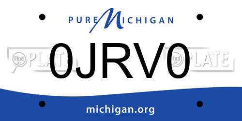 0JRV0 Michigan License Plate