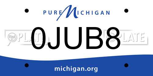 0JUB8 Michigan License Plate