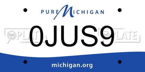 0JUS9 Michigan License Plate