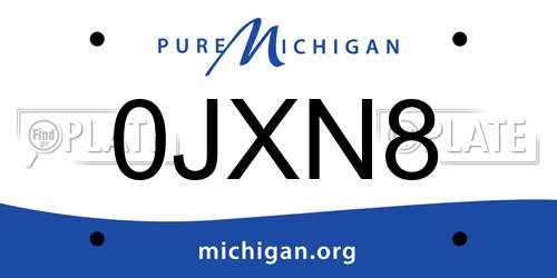 0JXN8 Michigan License Plate