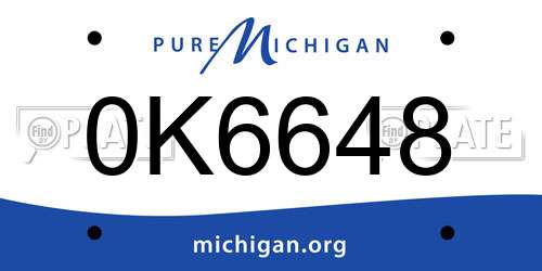 0K6648 Michigan License Plate