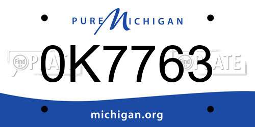 0K7763 Michigan License Plate