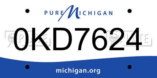 0KD7624 Michigan License Plate