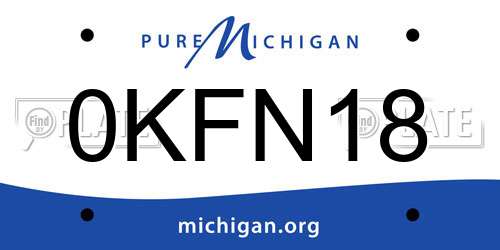 0KFN18 Michigan License Plate