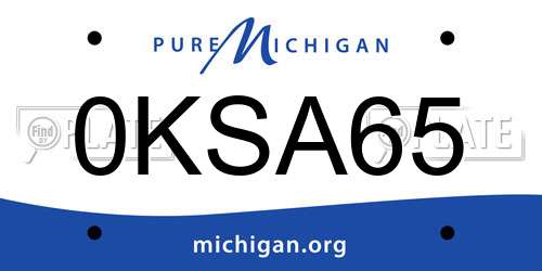 0KSA65 Michigan License Plate