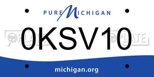 0KSV10 Michigan License Plate