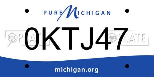 0KTJ47 Michigan License Plate