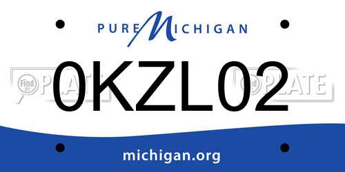 0KZL02 Michigan License Plate
