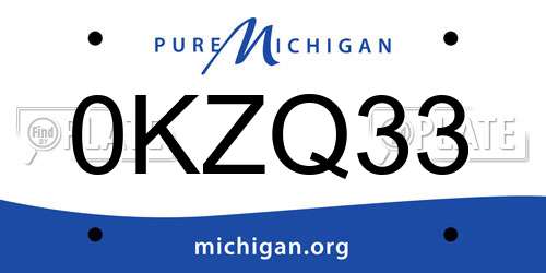 0KZQ33 Michigan License Plate