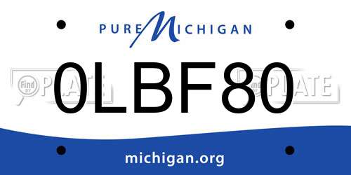 0LBF80 Michigan License Plate