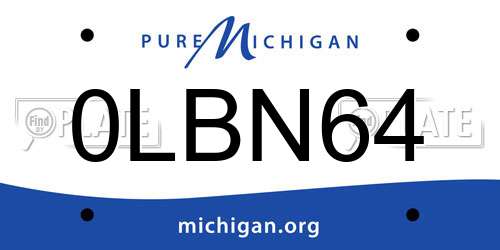 0LBN64 Michigan License Plate