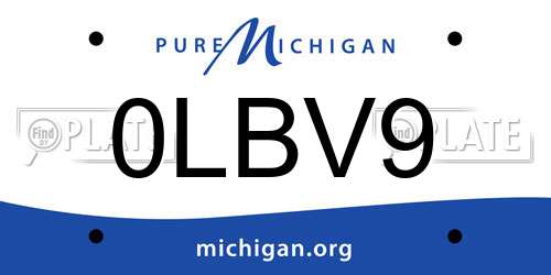 0LBV9 Michigan License Plate