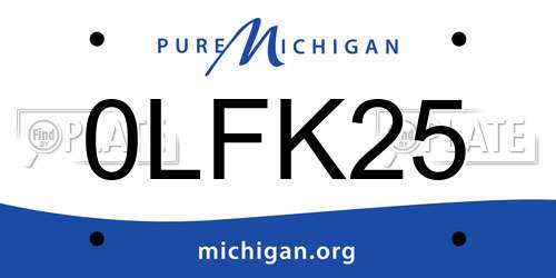 0LFK25 Michigan License Plate