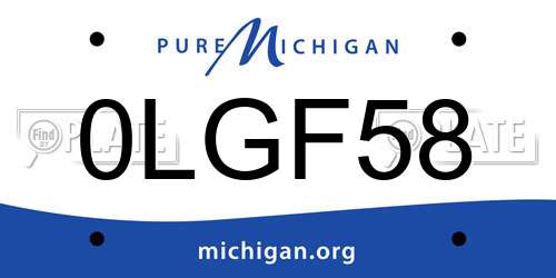0LGF58 Michigan License Plate