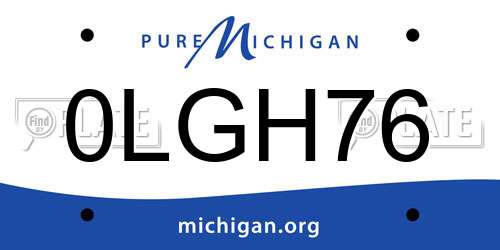 0LGH76 Michigan License Plate