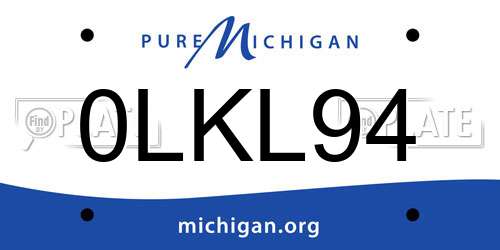 0LKL94 Michigan License Plate