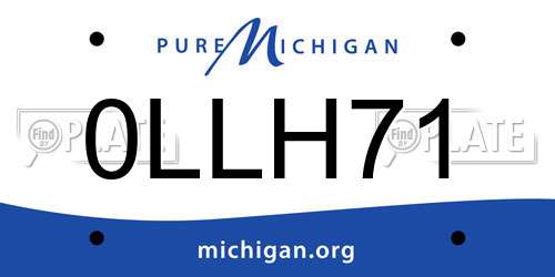 0LLH71 Michigan License Plate
