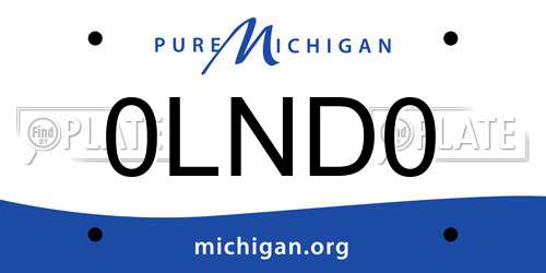 0LND0 Michigan License Plate