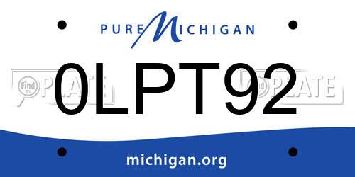 0LPT92 Michigan License Plate