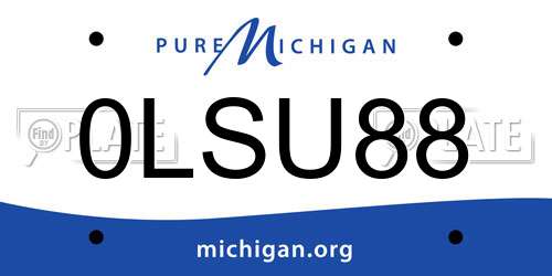 0LSU88 Michigan License Plate