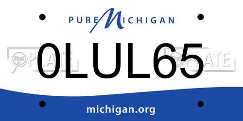 0LUL65 Michigan License Plate
