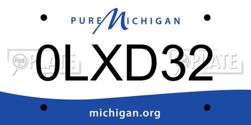 0LXD32 Michigan License Plate